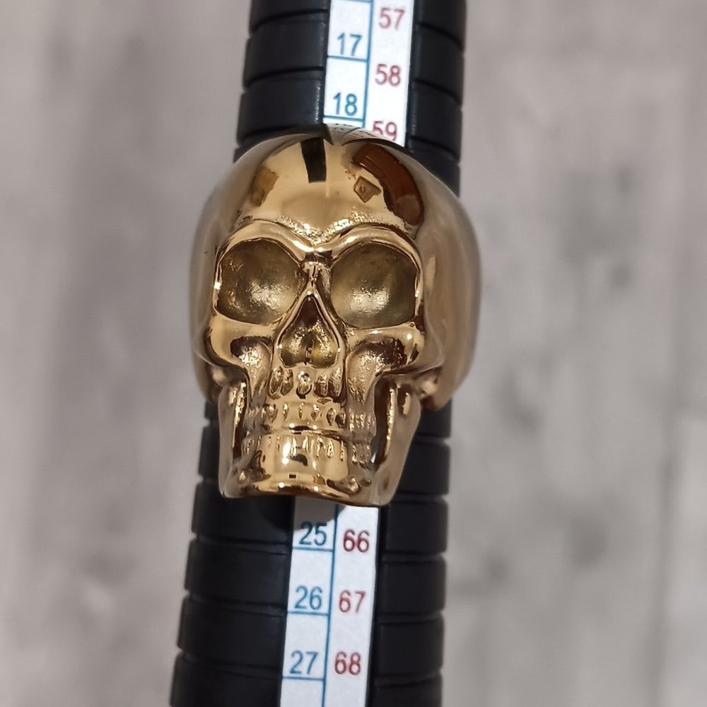 Gold Color Skull Ring, Size 10